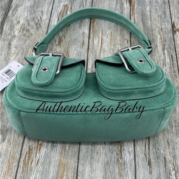 Coach Ashton Shoulder Bag In Mint Green Suede Crossbody Purse - Picture 4 of 9